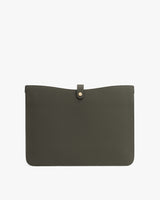 Pouch with flap and button closure