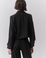 Person wearing a suit viewed from the back