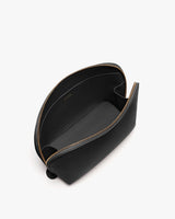 Top view of an open zipper bag with an interior pocket.