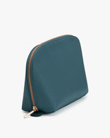 Small zipped cosmetic bag standing upright