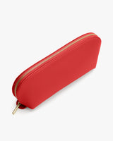 Rectangular zippered pouch with textured finish.