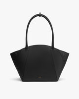 Tote bag with long handles and triangular panels