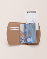Passport holder with passport and boarding pass inside