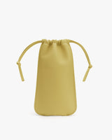 Small drawstring pouch with tied straps.
