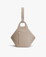 Handbag with a single strap and a front zipper compartment.