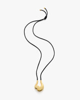 Gold pendant necklace with adjustable black cord