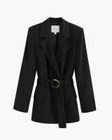 Black blazer with belt and pockets