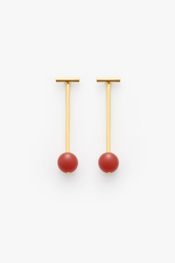 Cerise Bar Ear Jacket Earrings Carnelian / One Size