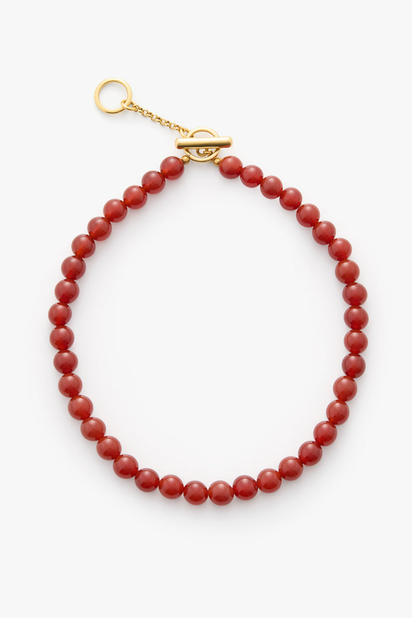 Cerise Beaded Necklace Carnelian / One Size