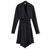 Black belted cardigan on white background