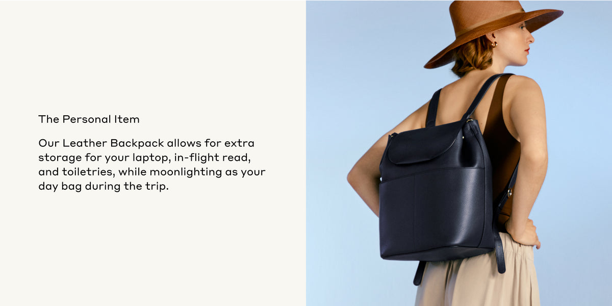 Woman wearing a hat, carrying a backpack, turned away from the camera.