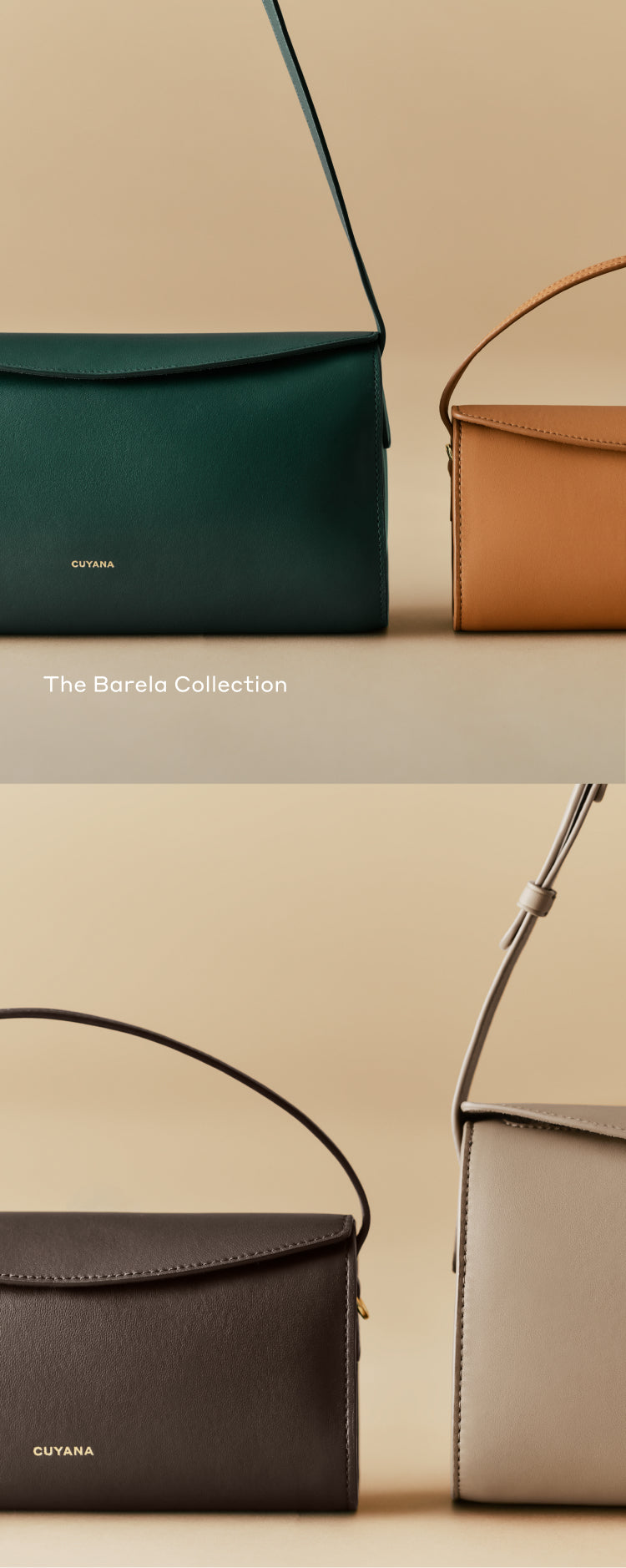 Handbags from The Barela Collection displayed together.