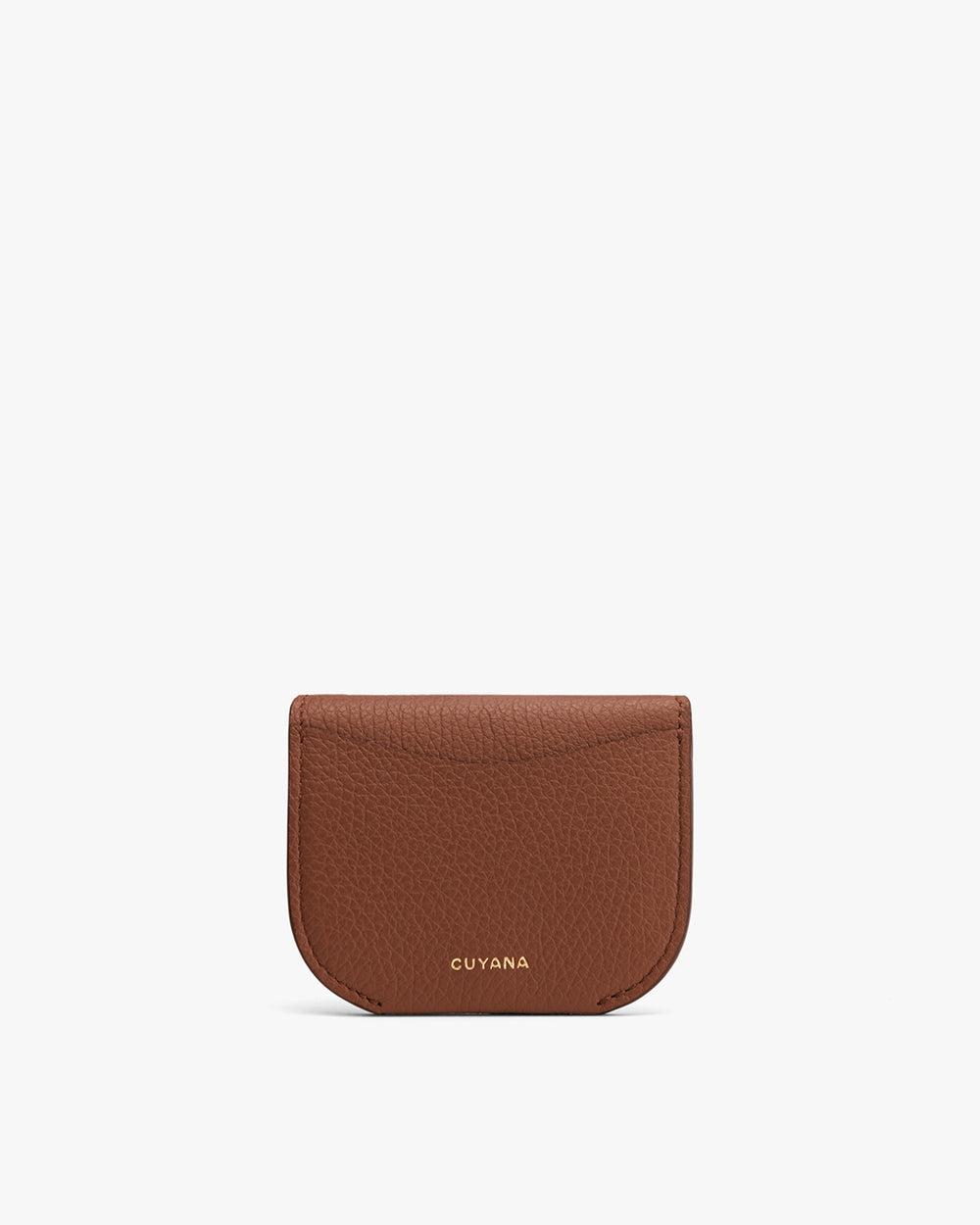 Small leather wallet with brand name on the front.