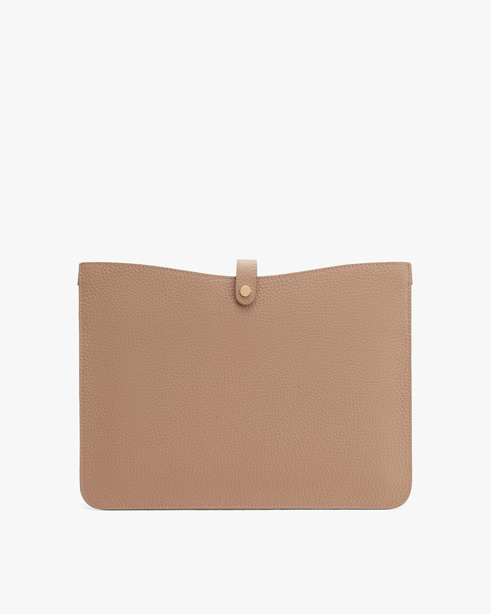 Simple leather clutch with a flap closure.