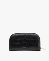 croc-embossed leather wallet with zipper