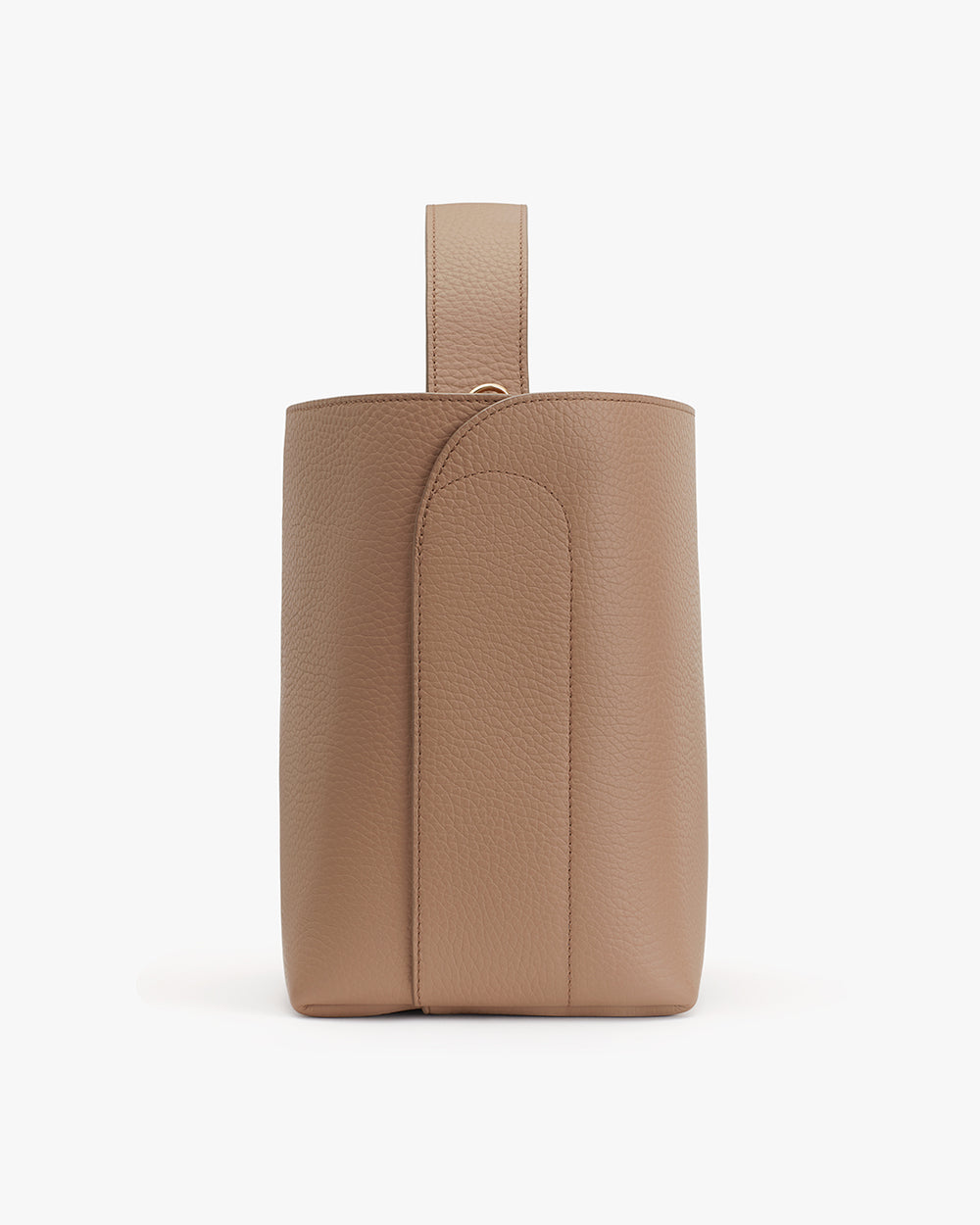 Backpack with a top handle and vertical zipper.