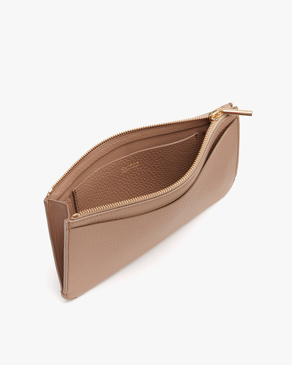 Open pouch with a zipper.