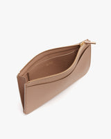 Open pouch with a zipper.