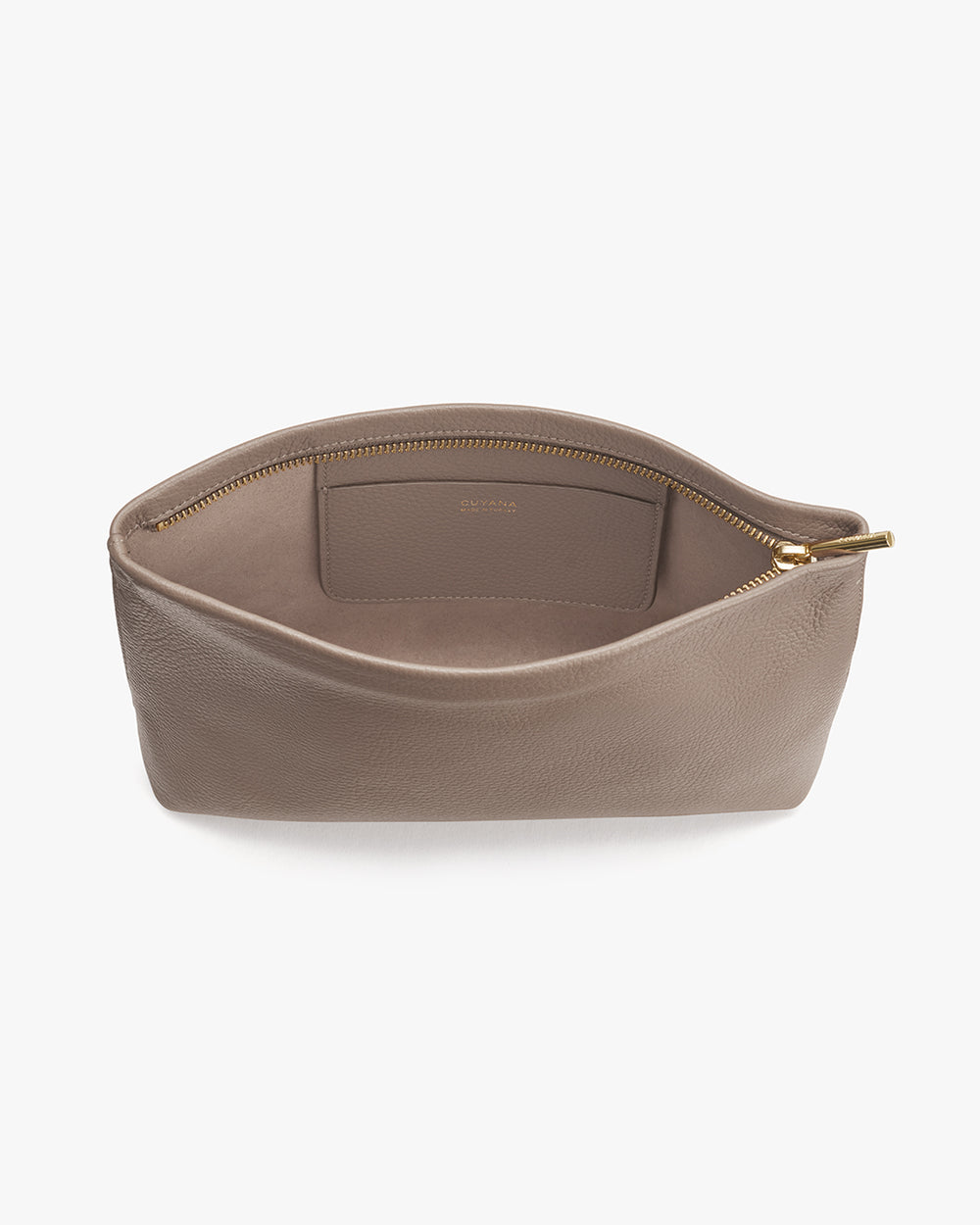 Open handbag with zipper and interior pocket