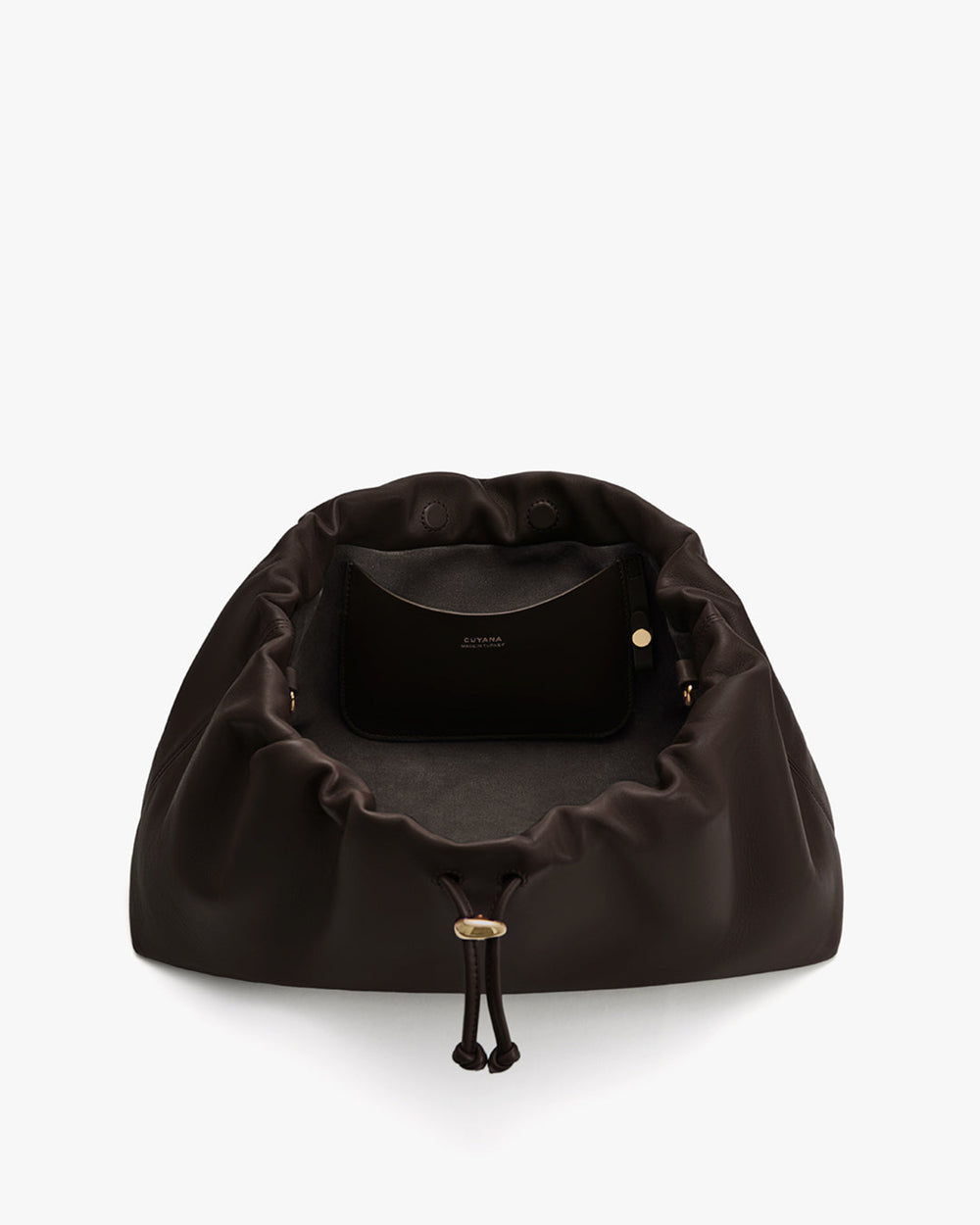 Open bag with an interior pouch.