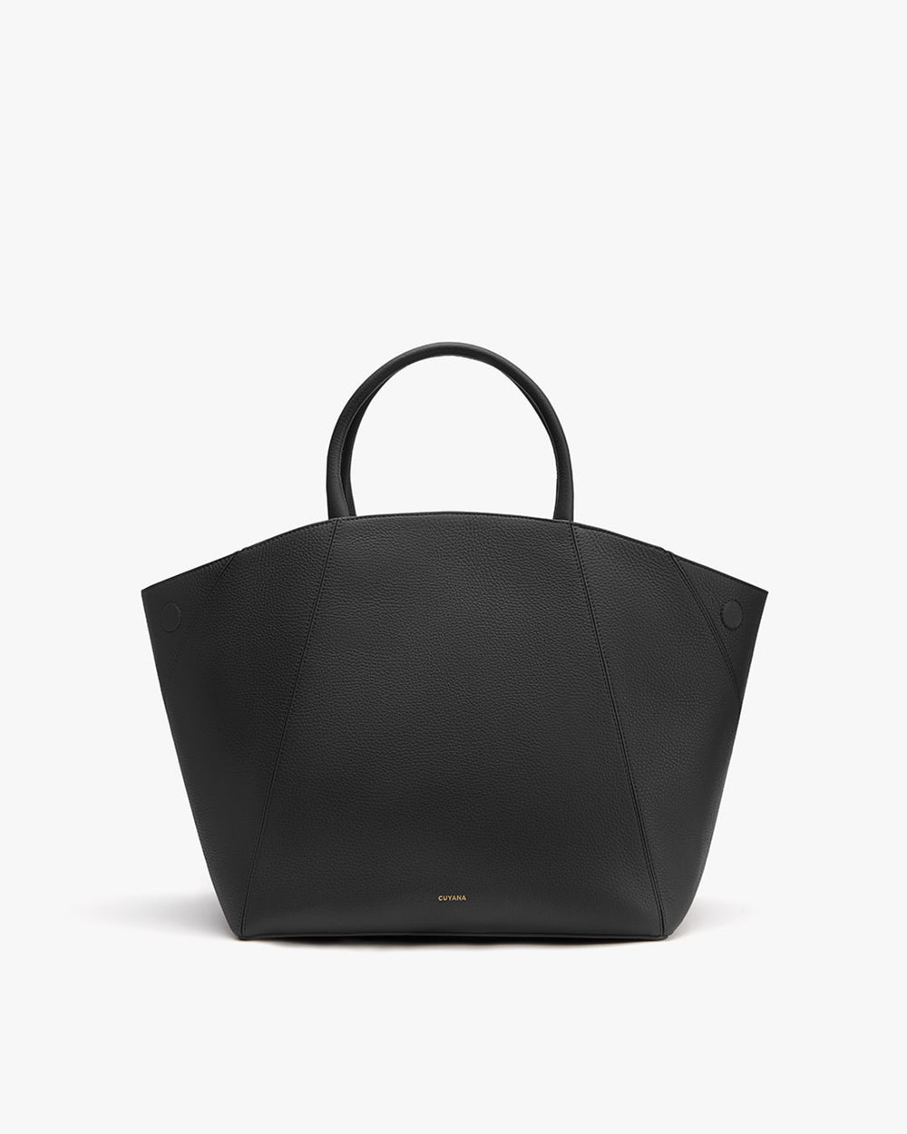 Handbag with two short handles on plain background