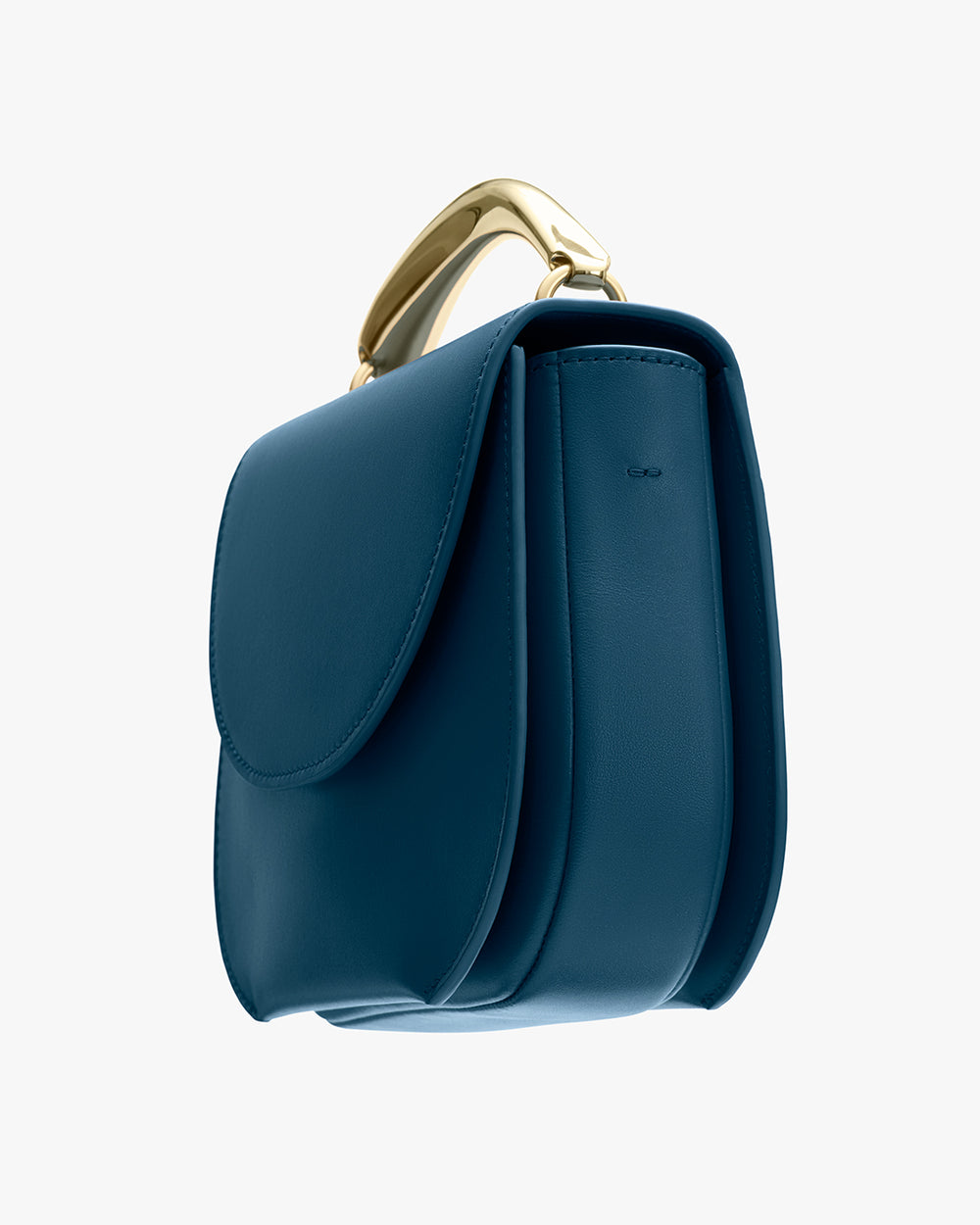 Structured handbag with a metallic handle