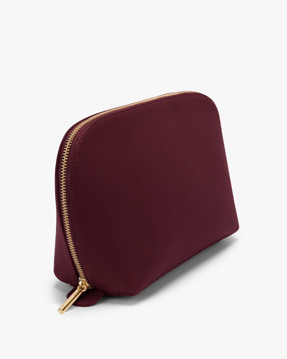 Zip pouch with a curved top and a visible zipper.