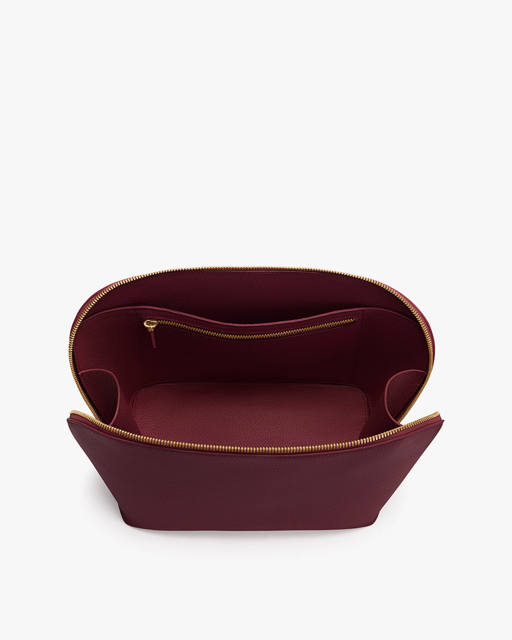 Open pouch with zipper pocket inside
