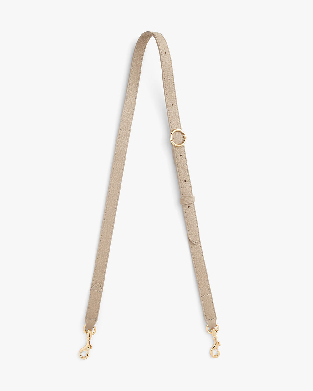 Adjustable strap with buckle and clasps at ends.