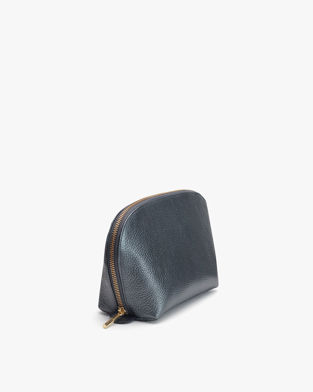 Small zippered pouch standing upright on a plain background.