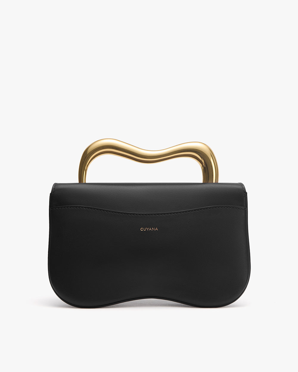 Bag with a wavy metal handle and minimalist design