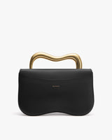 Bag with a wavy metal handle and minimalist design
