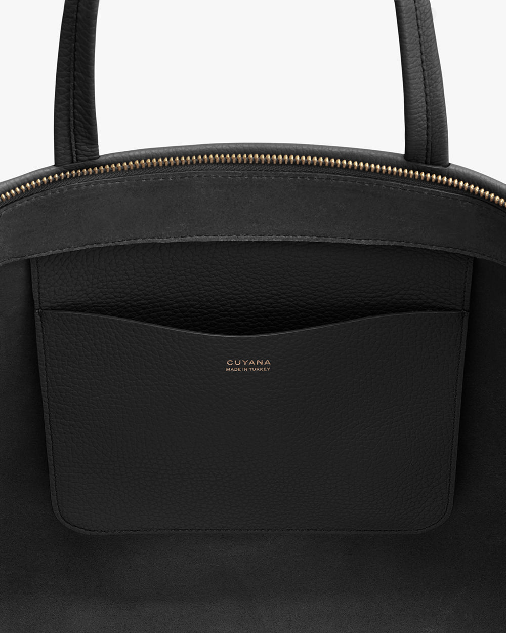 Open tote bag with a visible inner pocket and zipper closure.