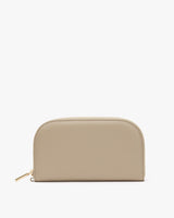 Domed zippered pouch standing upright against a plain background.