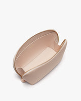 Open zippered pouch viewed from above.