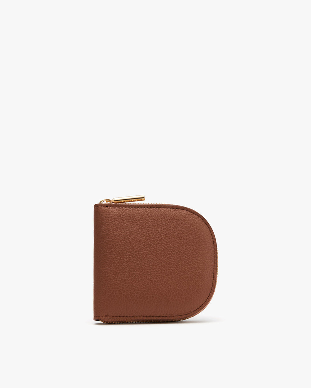 Wallet with a zipper closure on a plain background.