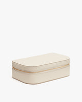 Rectangular zipper case on a plain background.