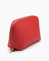 Small zippered pouch standing upright on a plain background.