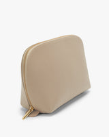Small zipped pouch standing upright against a plain background.