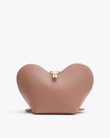 Heart-shaped pouch with zipper closure on a white background.