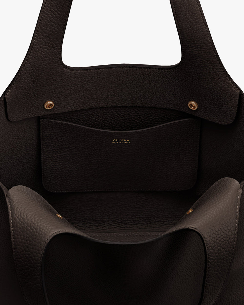 Open interior view of a bag with a pocket inside