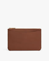 Rectangular zippered pouch with a small exterior pocket.
