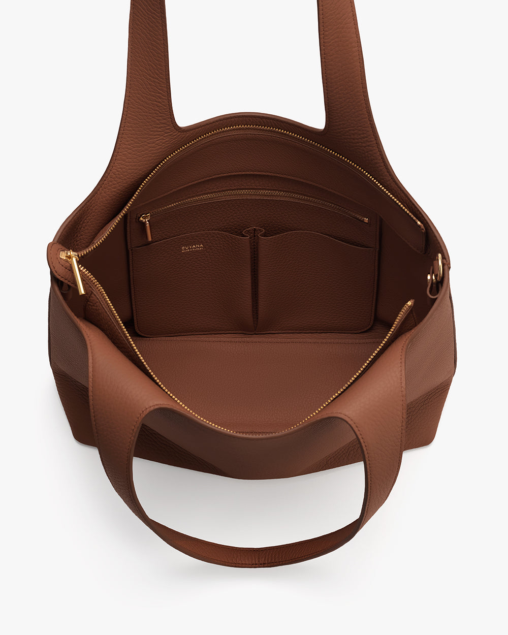 Open bag with zippered pocket inside and two handles