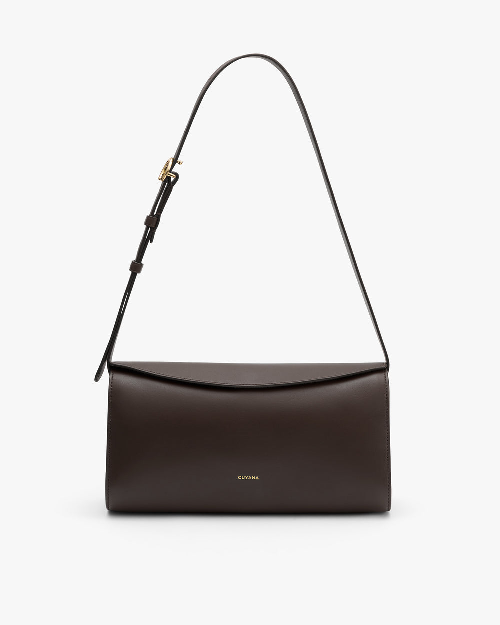 Shoulder bag with a flap and adjustable strap.