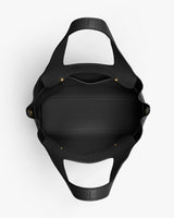 Top view of an open tote bag with handles.