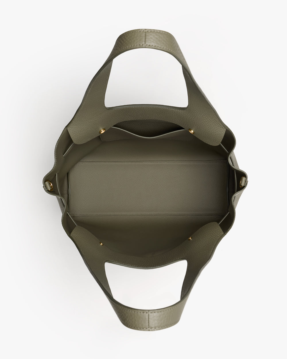 Top view of an open tote bag with handles and a spacious interior.
