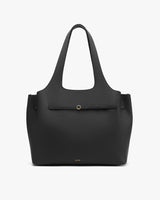 Tote bag with two handles and a front strap detail.