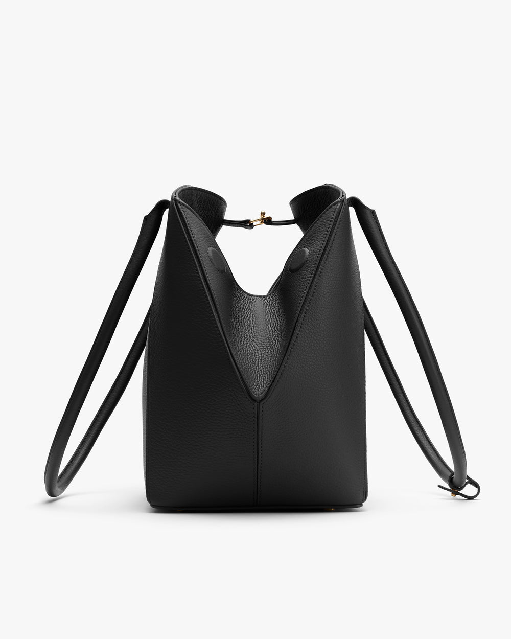 Backpack with a clasp closure and two shoulder straps.