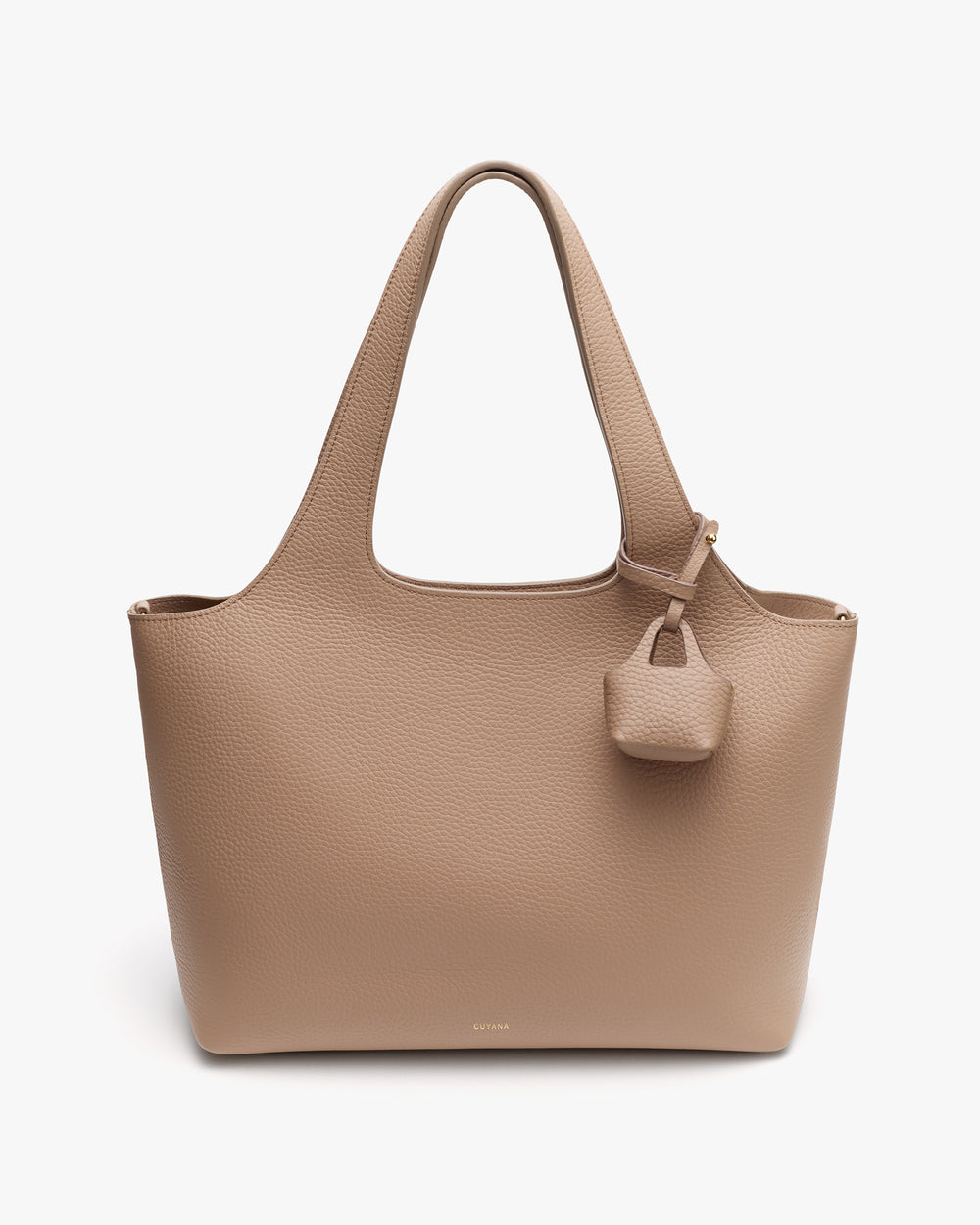 Tote bag with attached mini pouch and two handles.