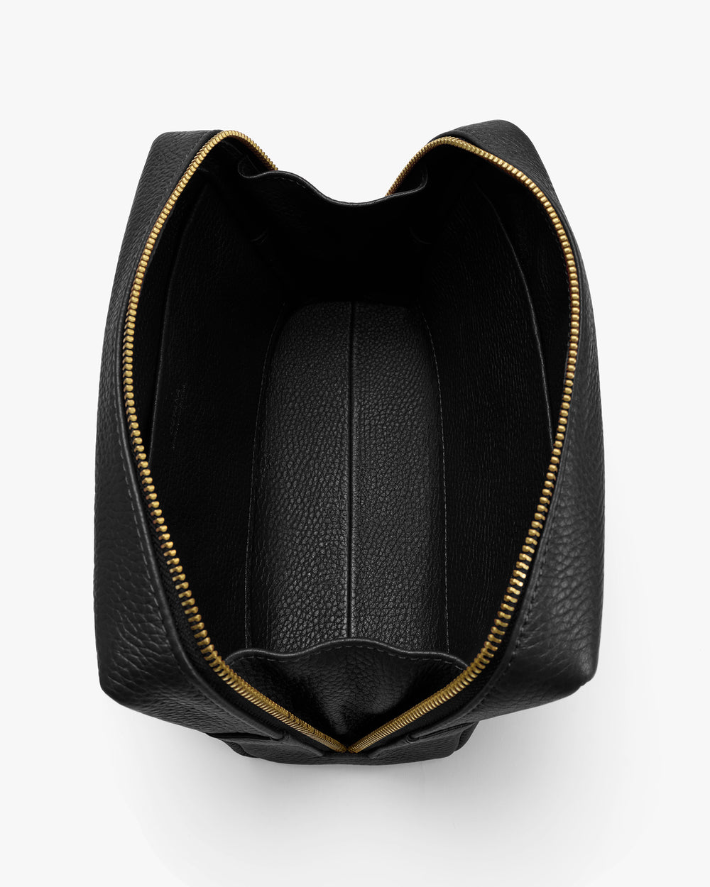 Open travel bag with visible interior and zipper at the top.